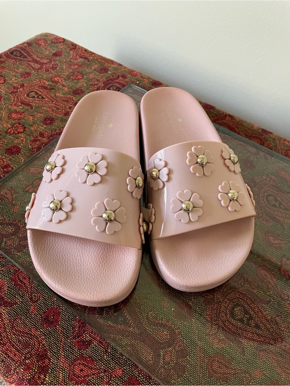 kate spade Pale Pink Floral Slide Sandals
